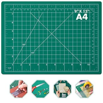 A4 green cutting mat with grid and angles.