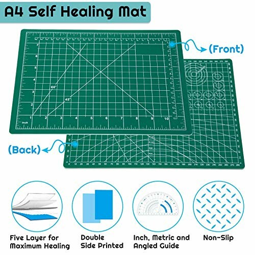 A4 self healing mat with double-sided printed grid and non-slip surface.