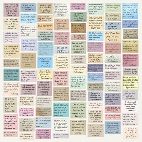 Collage of various Bible verses on colorful backgrounds.