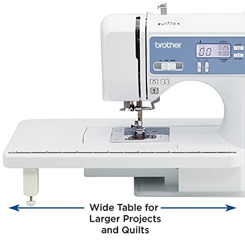 Brother sewing machine with wide table for larger projects and quilts.