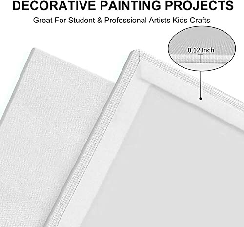 Close-up of a canvas board with a 0.12-inch thickness for decorative painting projects.