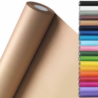 A large brown vinyl roll with smaller rolls in various colors on the side.