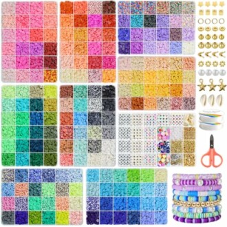 Assorted colorful beads and accessories for DIY jewelry making.