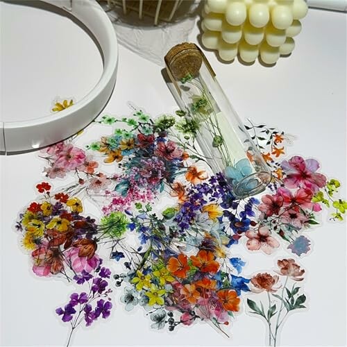 50 Pieces Natural Flower Themed Stickers