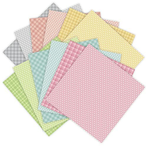 Assorted colorful patterned paper sheets with polka dots and checkered designs