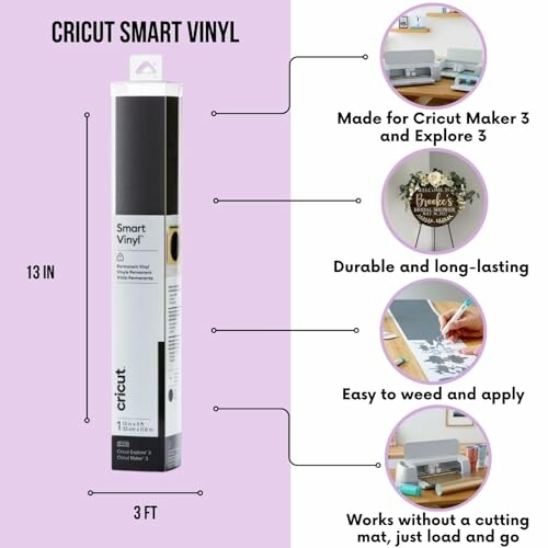 Cricut Smart Vinyl with features: Made for Cricut Maker 3 and Explore 3, Durable, Easy to weed, Works without cutting mat.