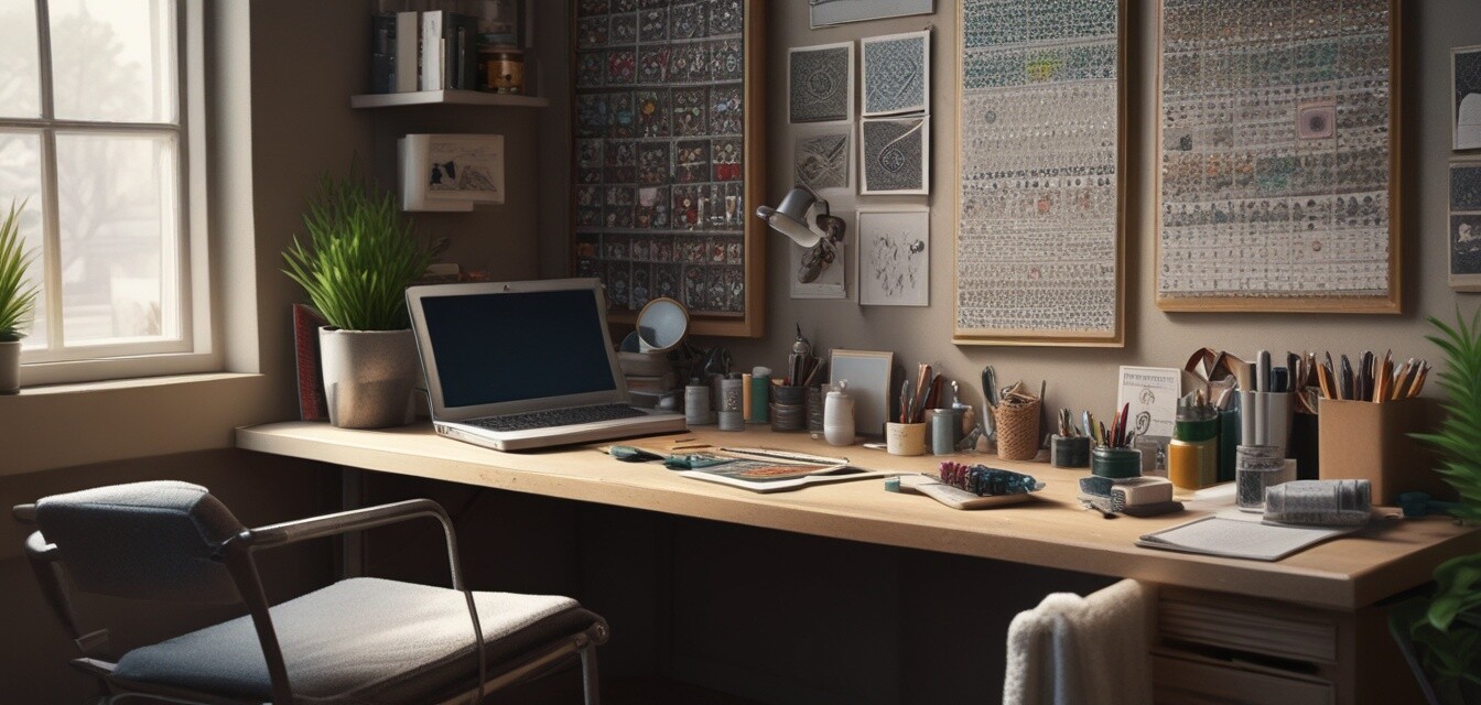 Diamond painting supplies organized on a workspace