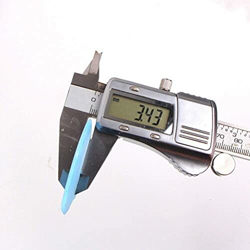 Digital caliper measuring an object with a display reading 3.43.