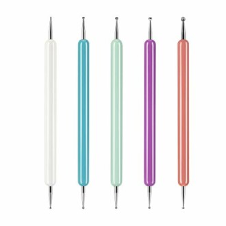 Set of five double-ended dotting tools in various colors.