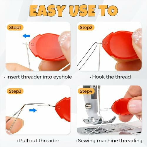 Step-by-step guide to using a threader for sewing.