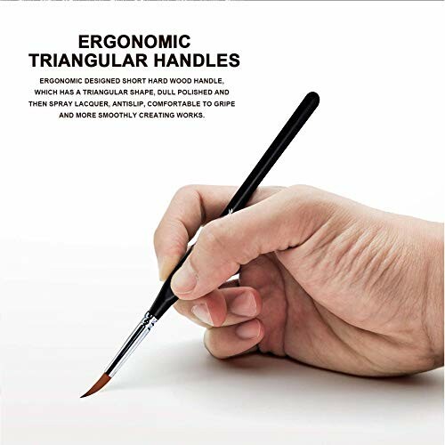 Hand holding a paintbrush with ergonomic triangular handle.