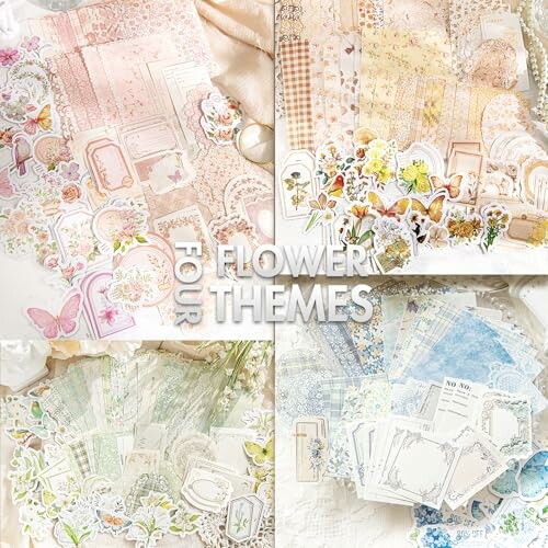 Vintage Floral Scrapbook Paper & Journaling Stickers