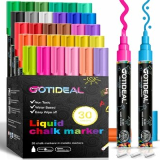Box and two liquid chalk markers in various colors by GOTIDEAL.