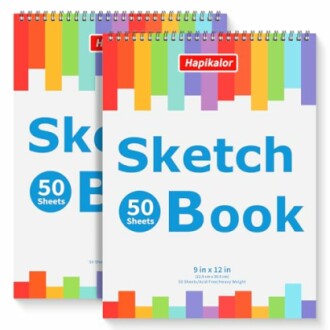 Two Hapikalor sketch books with colorful covers and 50 sheets each.