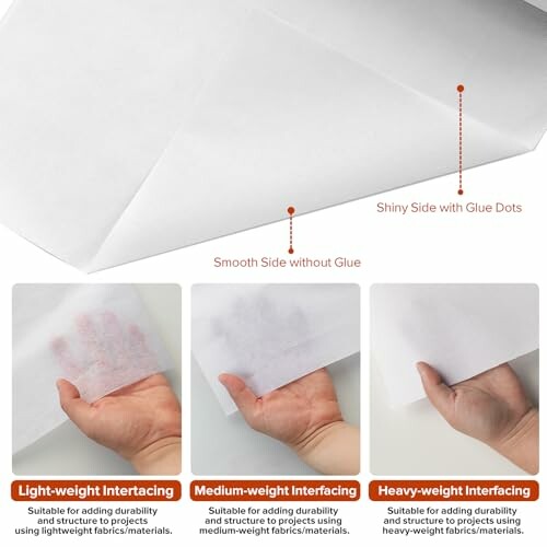 Different types of interfacing fabrics with descriptions and examples.