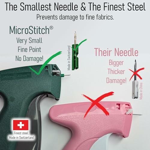 Comparison of MicroStitch needle with a competitor's needle.