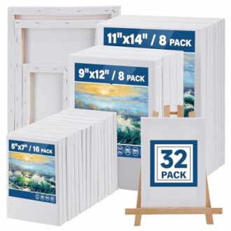 Set of canvases in various sizes, including 5x7, 9x12, and 11x14 inches, with a total of 32 pieces.