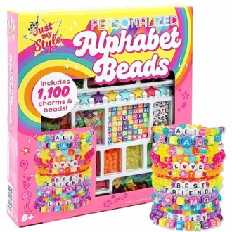 Personalized alphabet beads kit with 1,100 charms and beads for crafting.