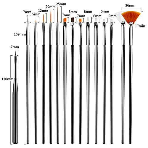 Set of precision paint brushes with various tip sizes and shapes.