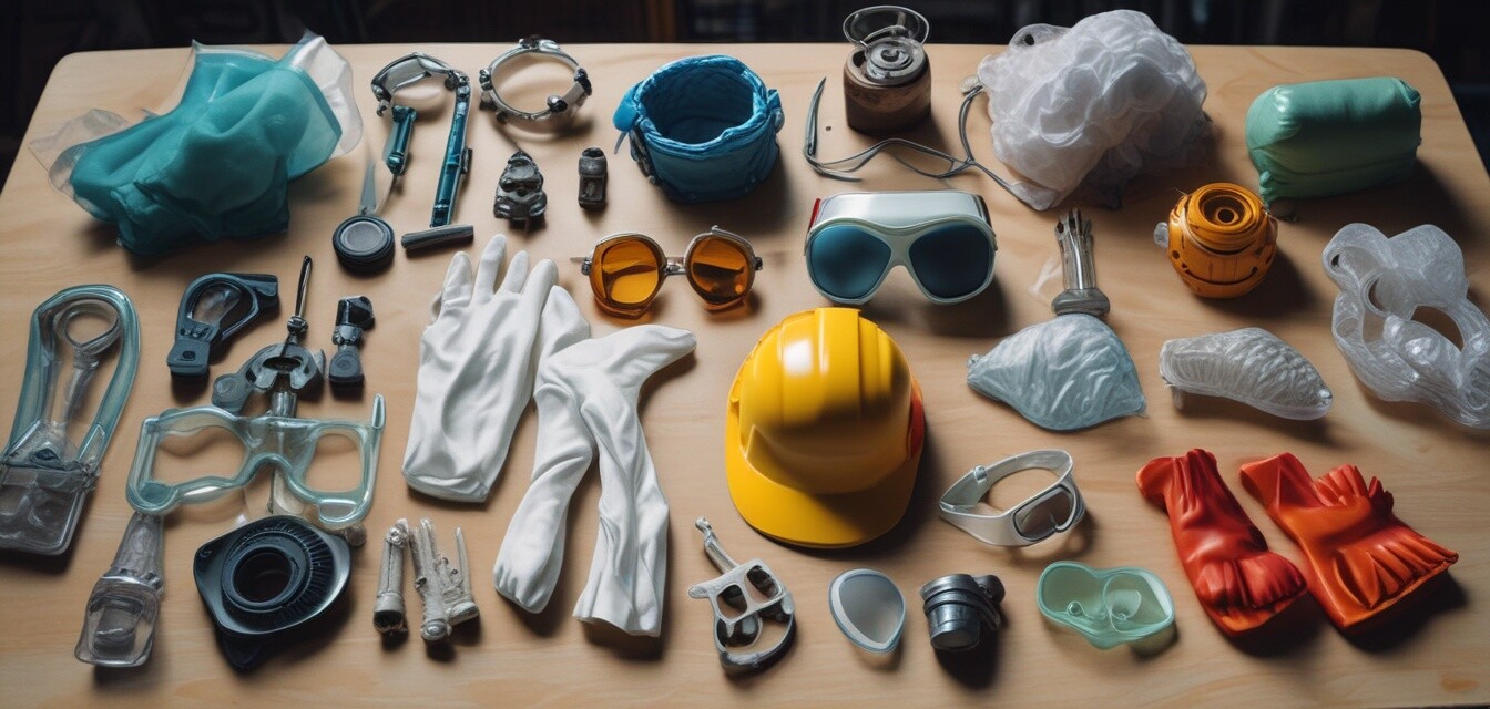 Safety gear for resin art displayed.