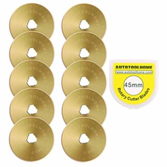 Set of 10 gold rotary cutter blades with a 45mm size.