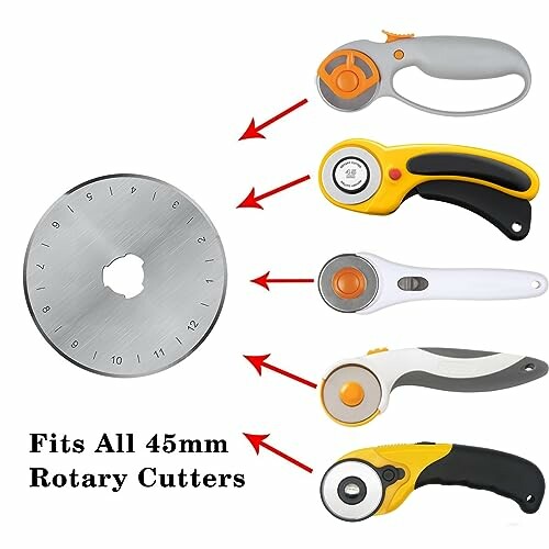 Set of rotary cutters and a blade, compatible with all 45mm cutters.