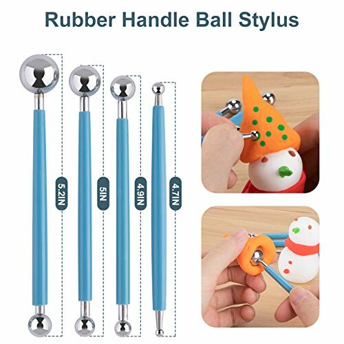 Set of rubber handle ball styluses with different sizes for crafting.