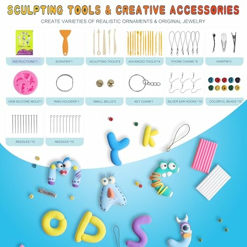 Sculpting tools and creative accessories for jewelry making.