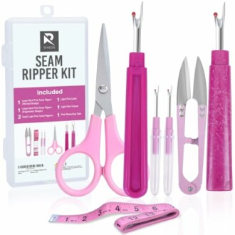 Seam ripper kit with scissors, cutters, and measuring tape.