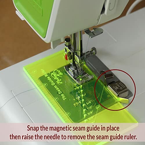 Sewing machine with magnetic seam guide in place.