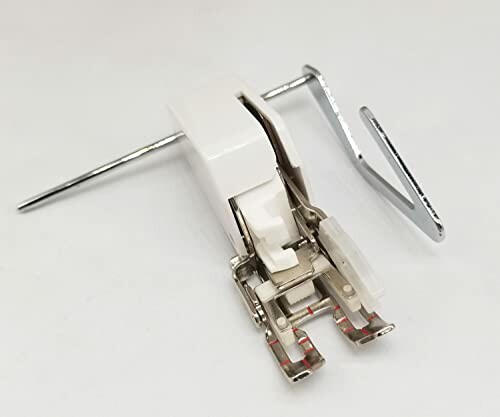 Sewing machine walking foot with guide bar.