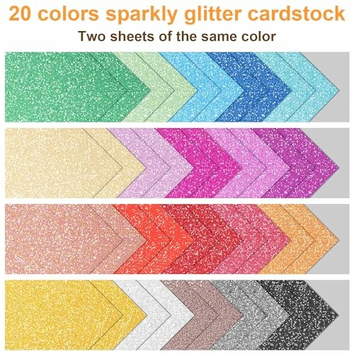 20 colors of sparkly glitter cardstock sheets.