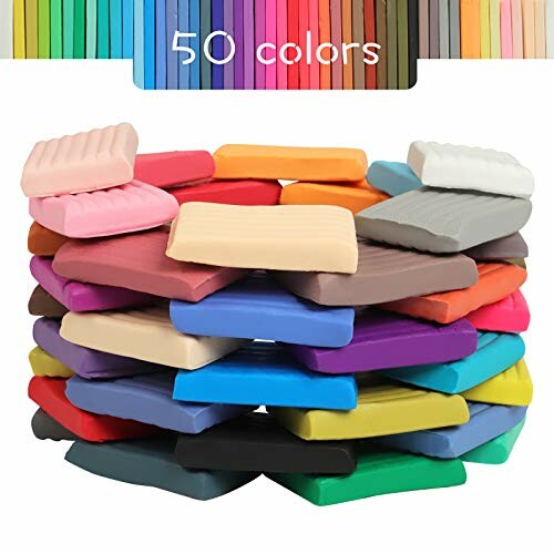 Stack of colorful clay blocks with 50 colors.