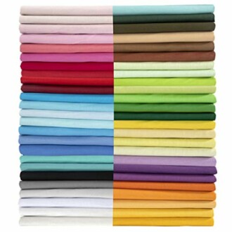 Stack of multicolored folded fabric in various colors.