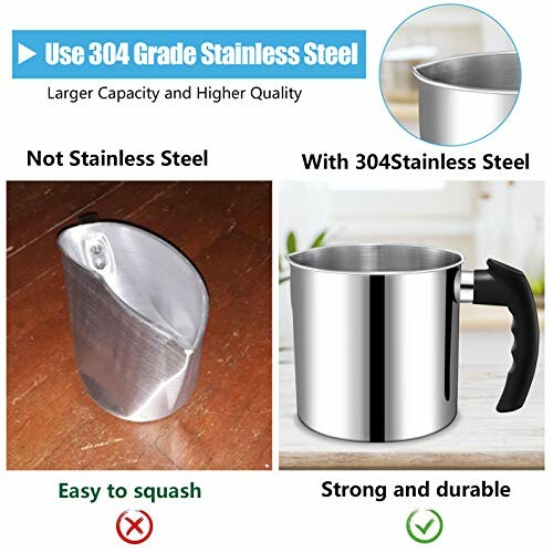 Comparison between non-stainless and 304 stainless steel containers.