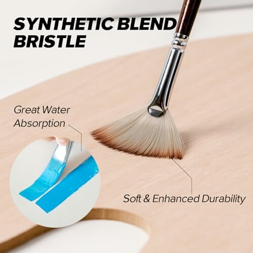 Synthetic blend bristle brush demonstrating water absorption and durability.