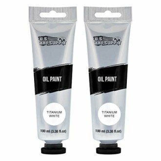 Two tubes of titanium white oil paint.