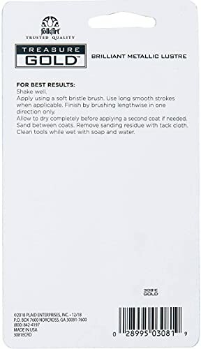 Back of Treasure Gold paint package with application instructions.