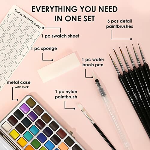 Grabie 50 Colors Watercolor Paint Set