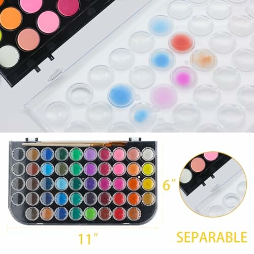 Watercolor paint set with removable palette and vibrant colors.