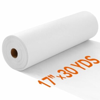White paper roll with 17 x 30 yards printed on it